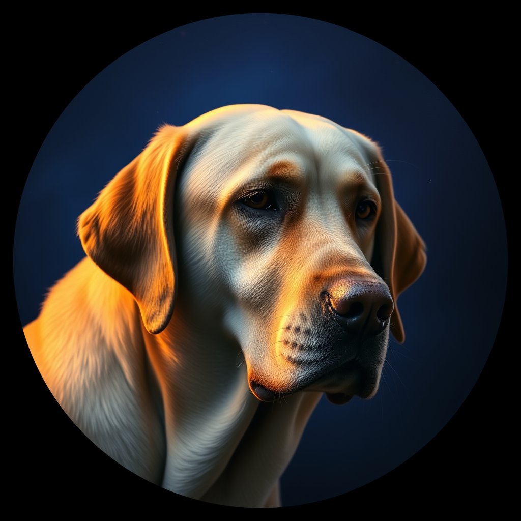Cosmic medallion portrait of PFZ44E04_PFZ44E04, a Labrador Retriever