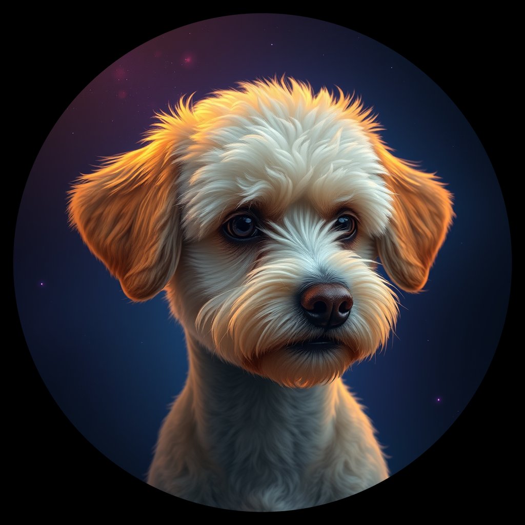 Cosmic medallion portrait of PFZ44E06_PFZ44E06, a Poodle