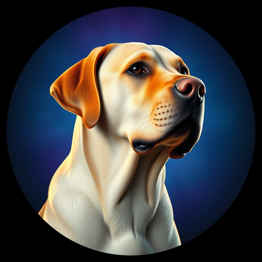 Cosmic medallion portrait of PFZ44E07_PFZ44E07, a Labrador Retriever