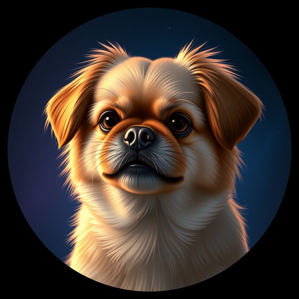 Cosmic medallion portrait of PFZ44E10_PFZ44E10, a Pekingese