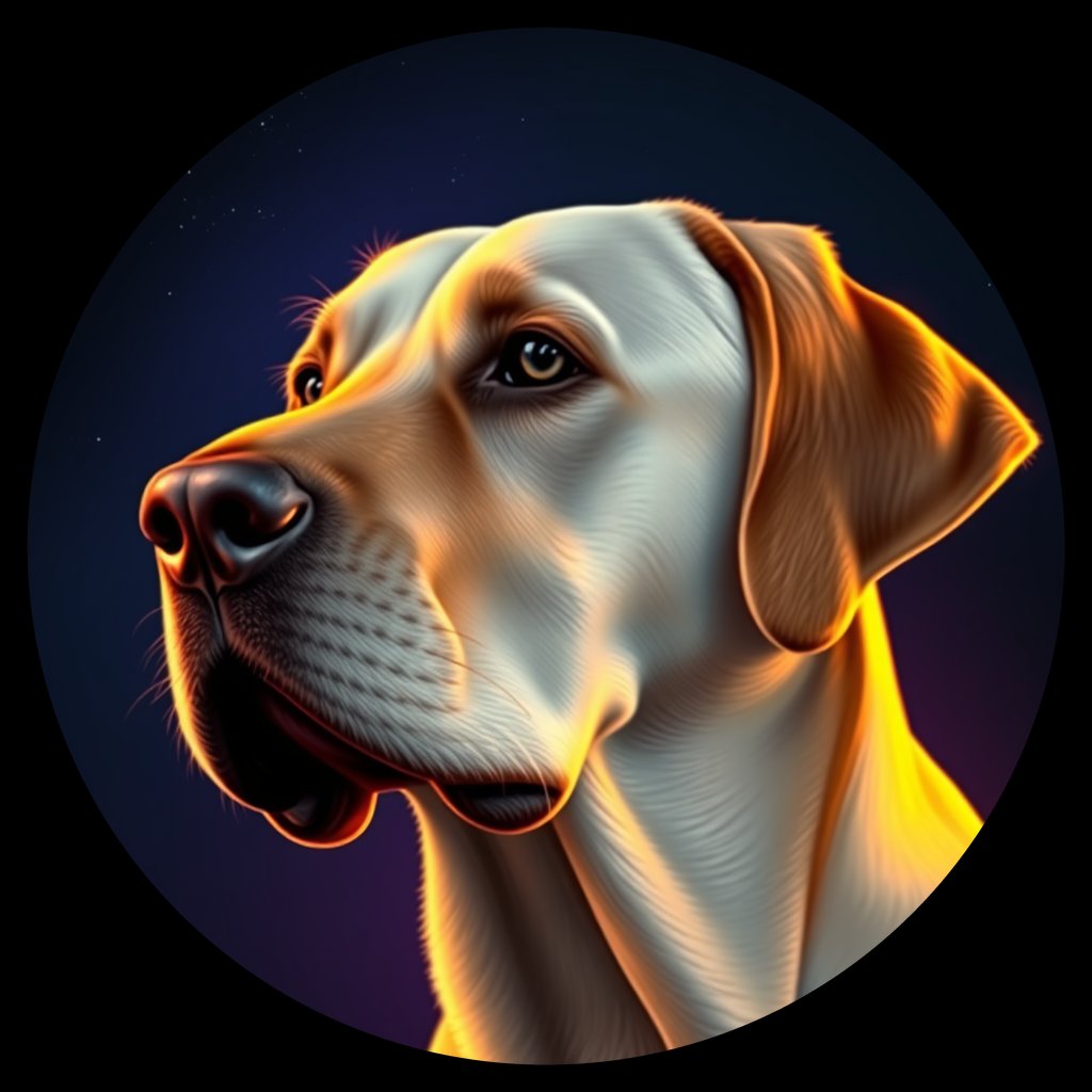 Cosmic medallion portrait of PFZ44E12_PFZ44E12, a Labrador Retriever