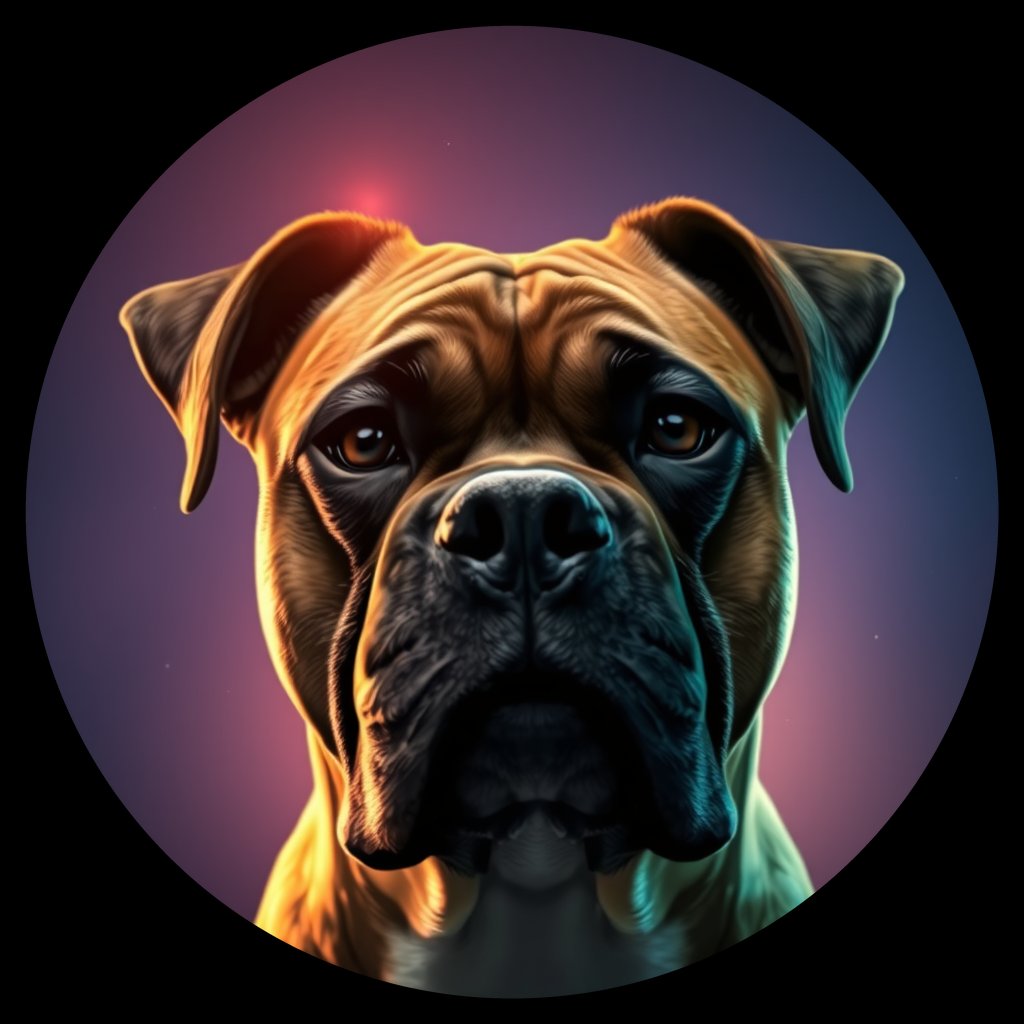 Cosmic medallion portrait of PFZ44F03_PFZ44F03, a Boxer