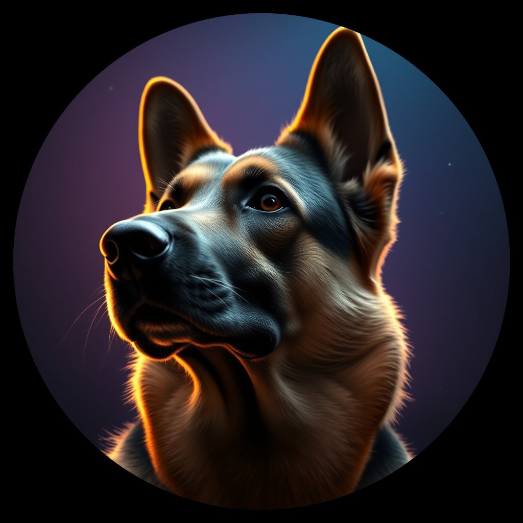 Cosmic medallion portrait of PFZ44F05_PFZ44F05, a German Shepherd