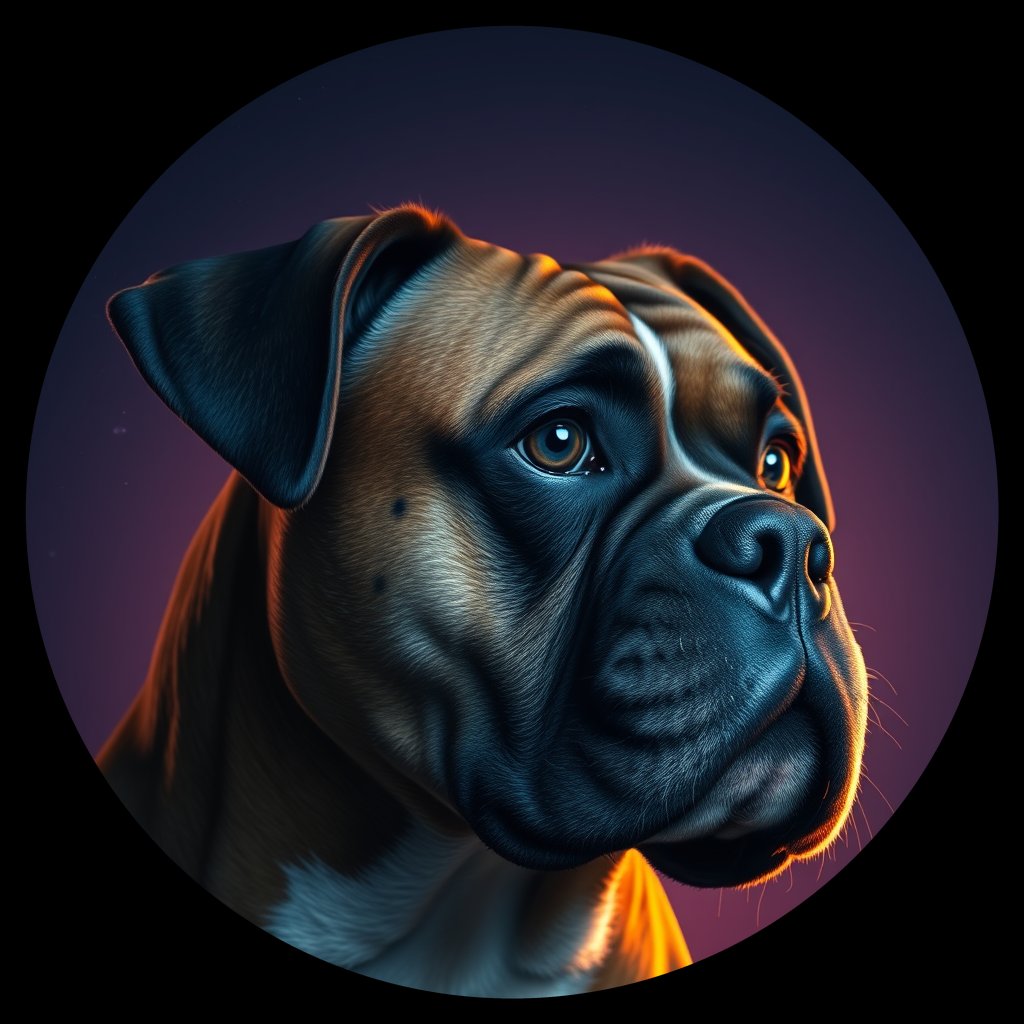 Cosmic medallion portrait of PFZ44F07_PFZ44F07, a Boxer