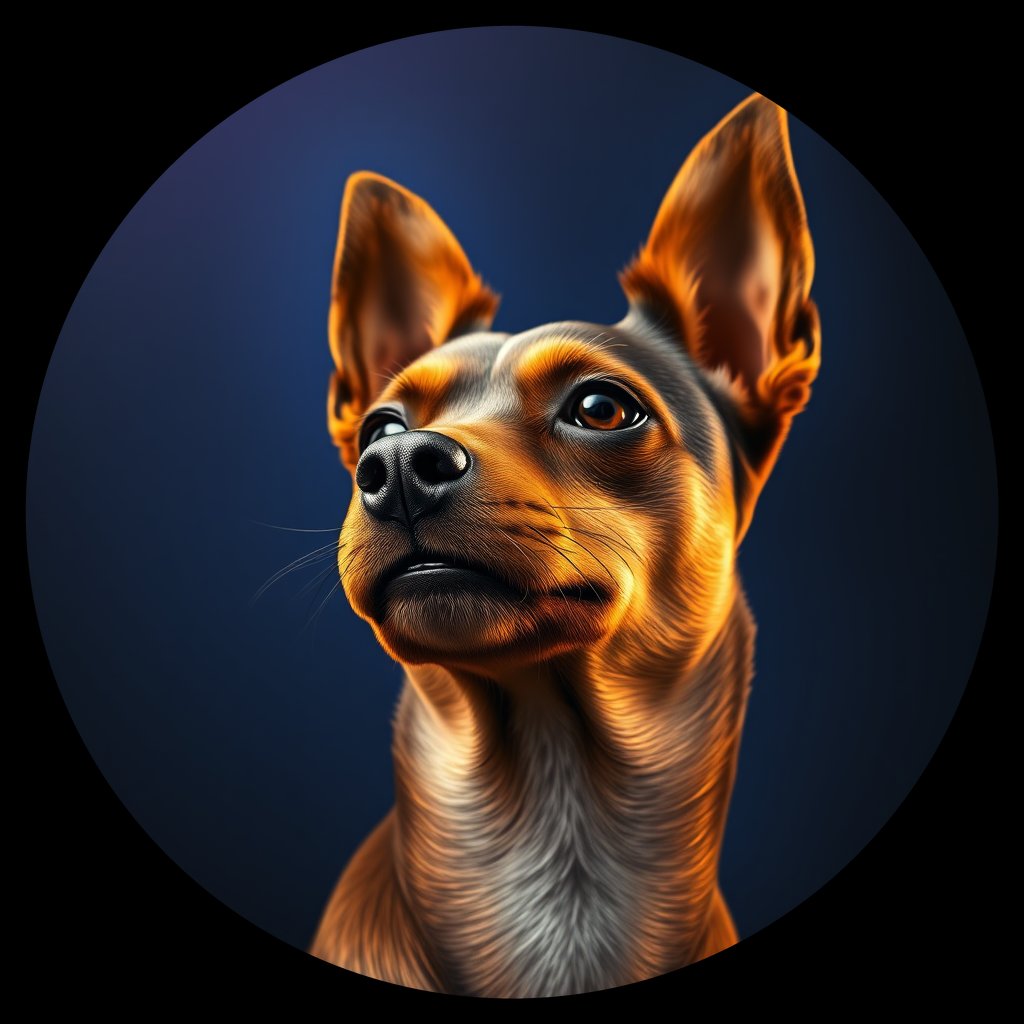 Cosmic medallion portrait of PFZ44F08_PFZ44F08, a Miniature Pinscher