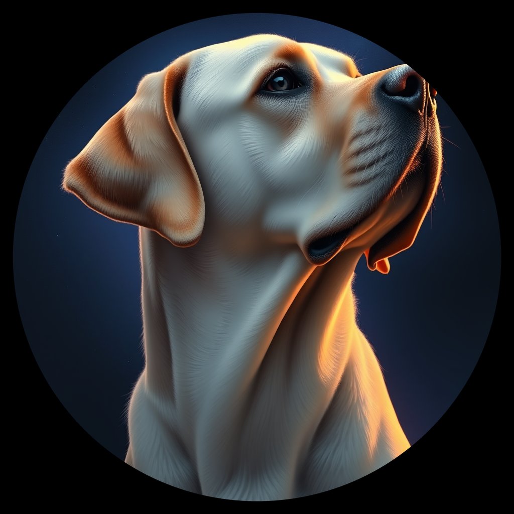 Cosmic medallion portrait of PFZ44F09_PFZ44F09, a Labrador Retriever