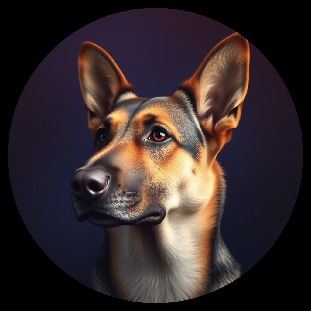 Cosmic medallion portrait of PFZ44F11_PFZ44F11, a German Shepherd