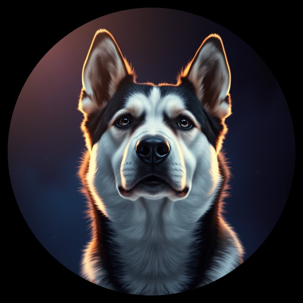 Cosmic medallion portrait of PFZ44F12_PFZ44F12, a Siberian Husky