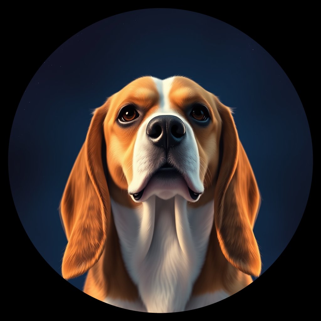 Cosmic medallion portrait of PFZ44G01_PFZ44G01, a Beagle