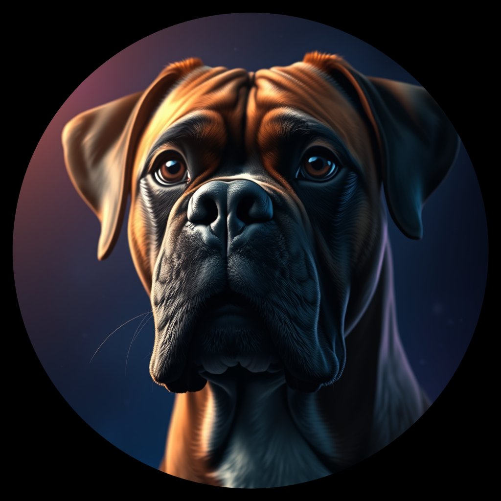 Cosmic medallion portrait of PFZ44G02_PFZ44G02, a Boxer