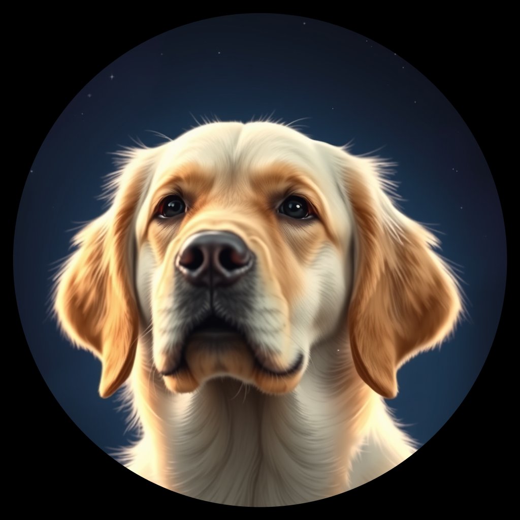 Cosmic medallion portrait of PFZ44G05_PFZ44G05, a Golden Retriever