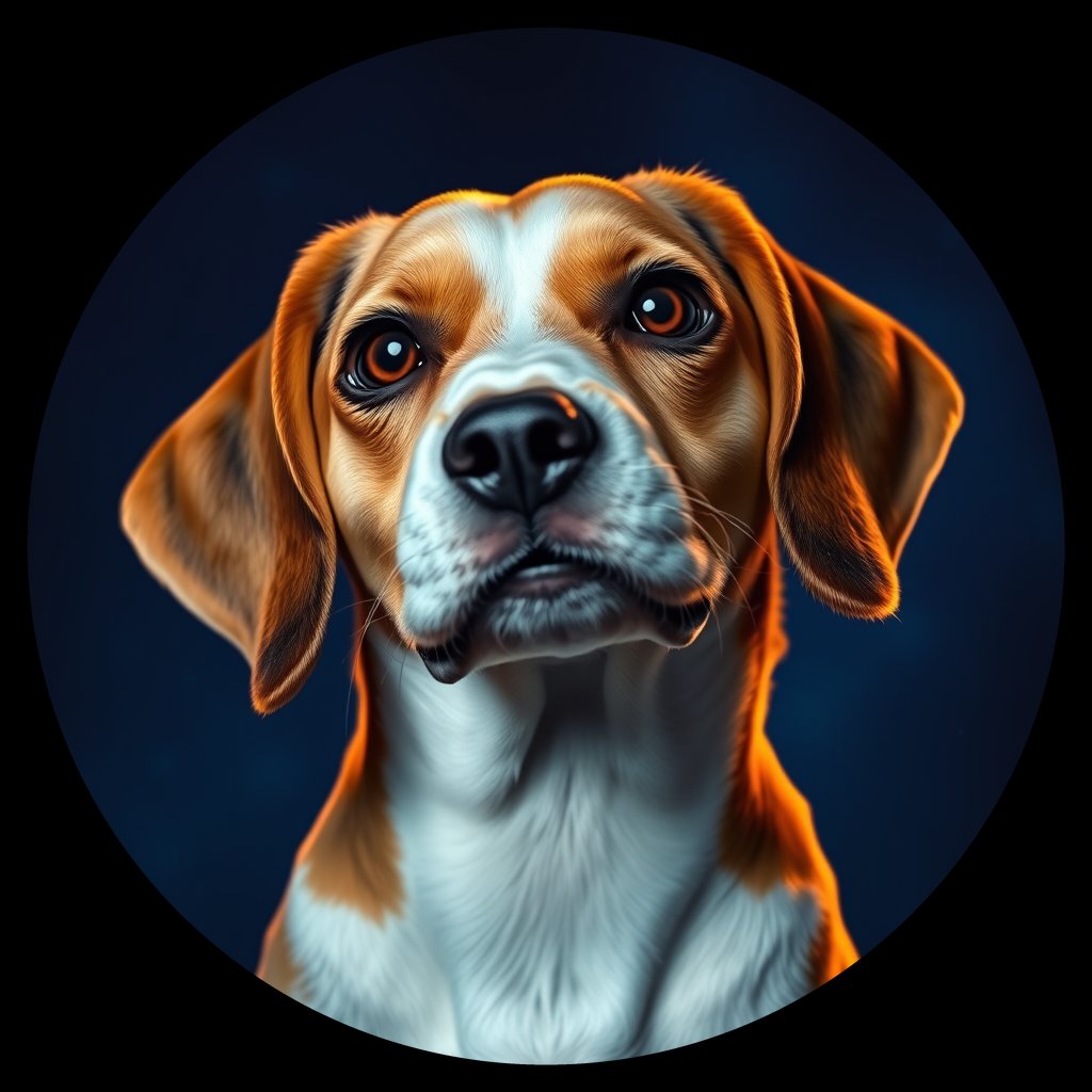 Cosmic medallion portrait of PFZ44G08_PFZ44G08, a Beagle