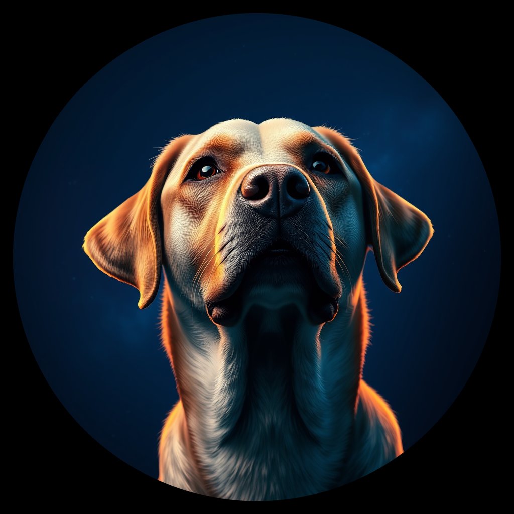 Cosmic medallion portrait of PFZ44G09_PFZ44G09, a Labrador Retriever
