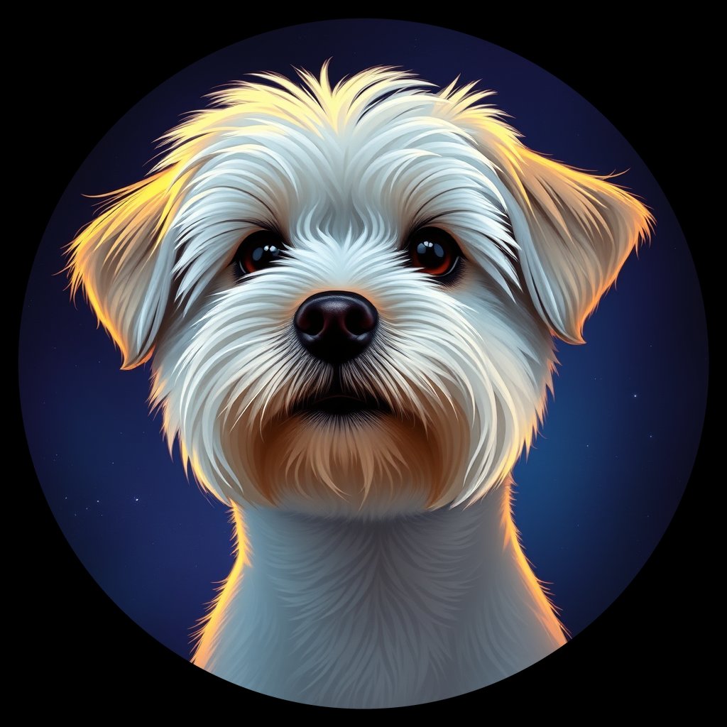 Cosmic medallion portrait of PFZ44G10_PFZ44G10, a Coton De Tulear