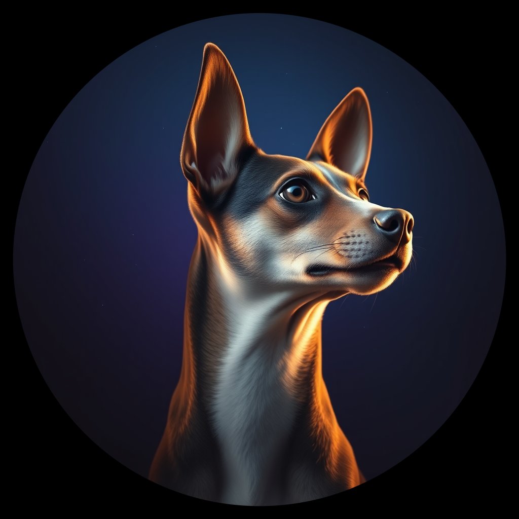 Cosmic medallion portrait of PFZ44G12_PFZ44G12, a Rat Terrier
