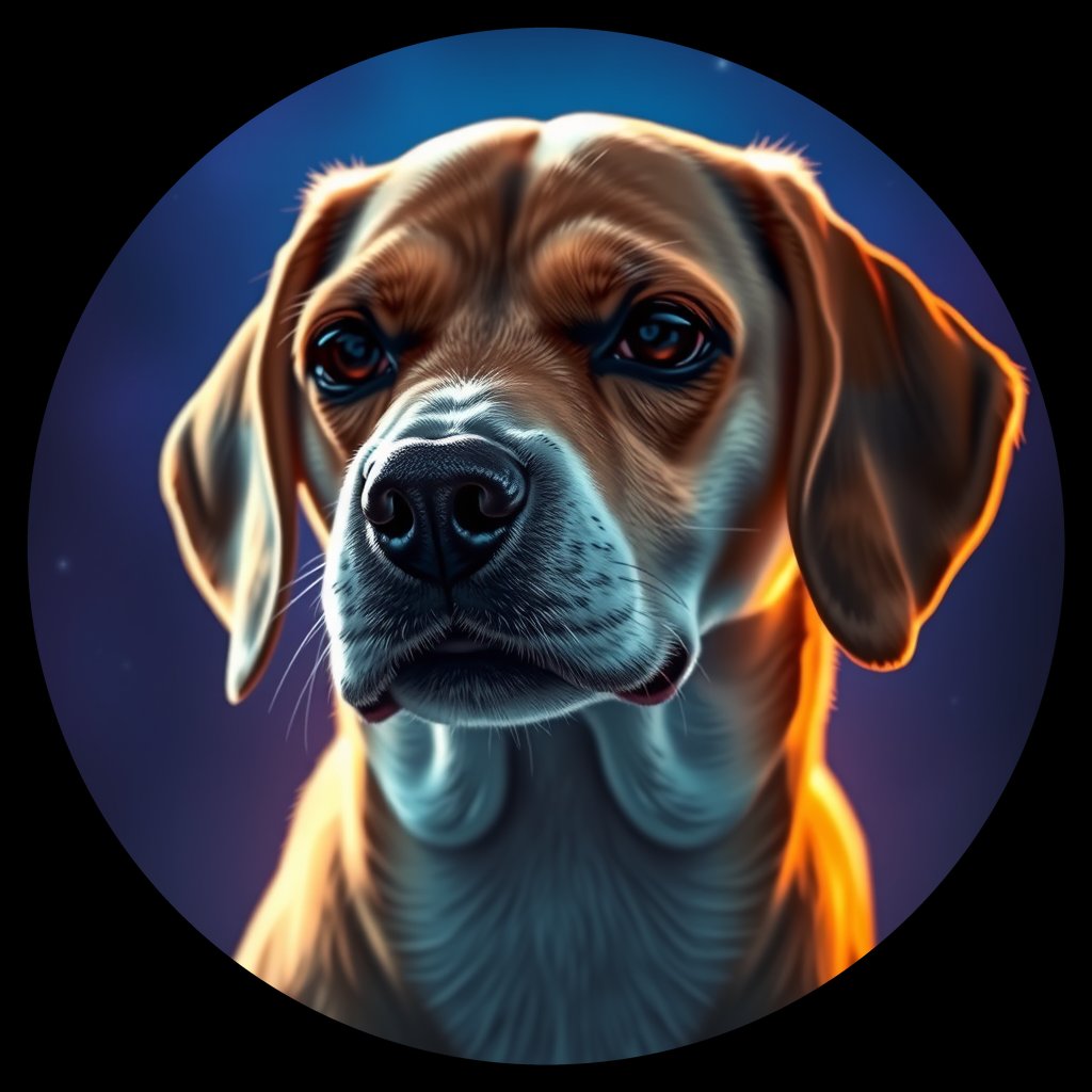 Cosmic medallion portrait of PFZ44H01_PFZ44H01, a Beagle