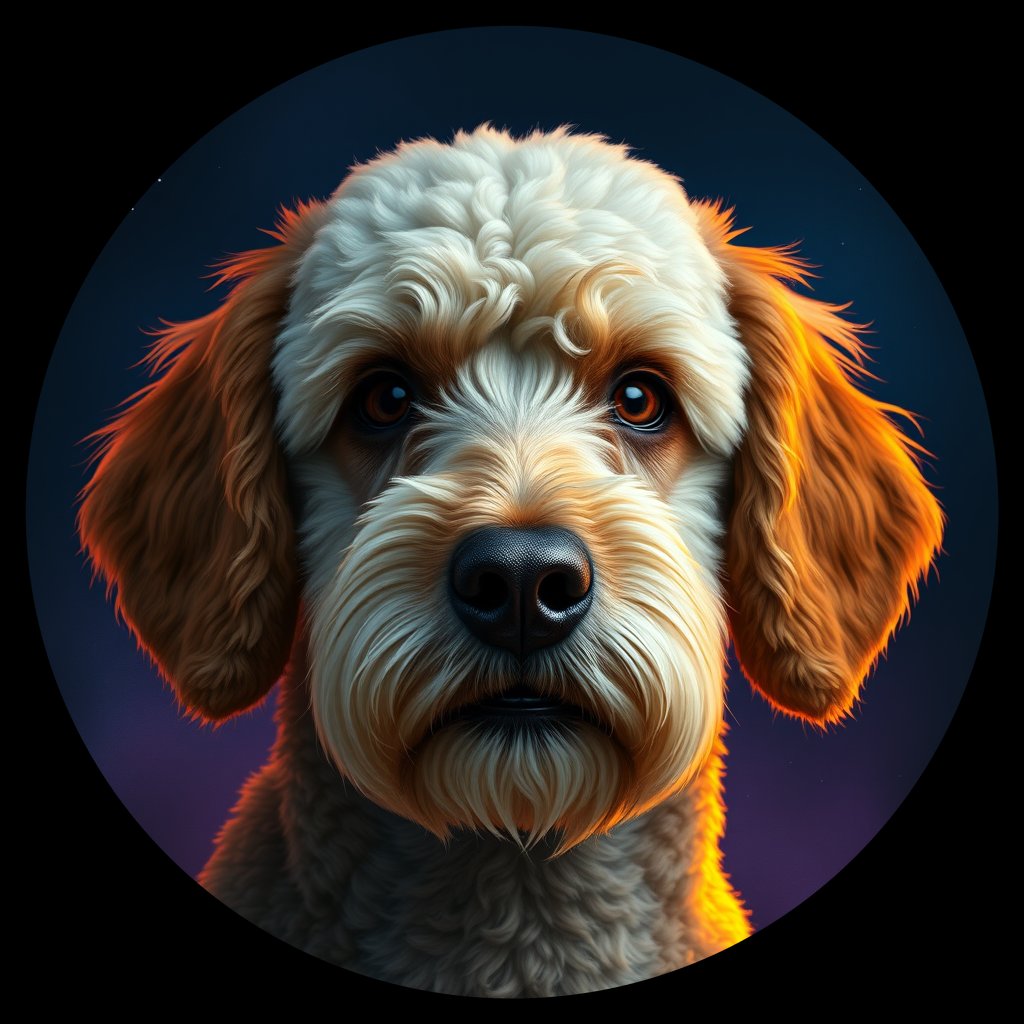 Cosmic medallion portrait of PFZ44H03_PFZ44H03, a Poodle