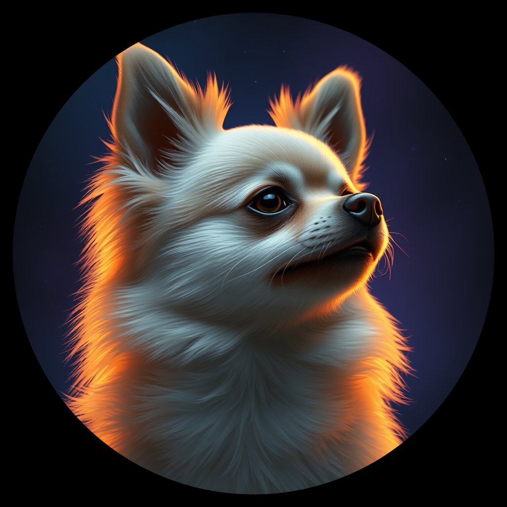 Cosmic medallion portrait of PFZ44H06_PFZ44H06, a Pomeranian