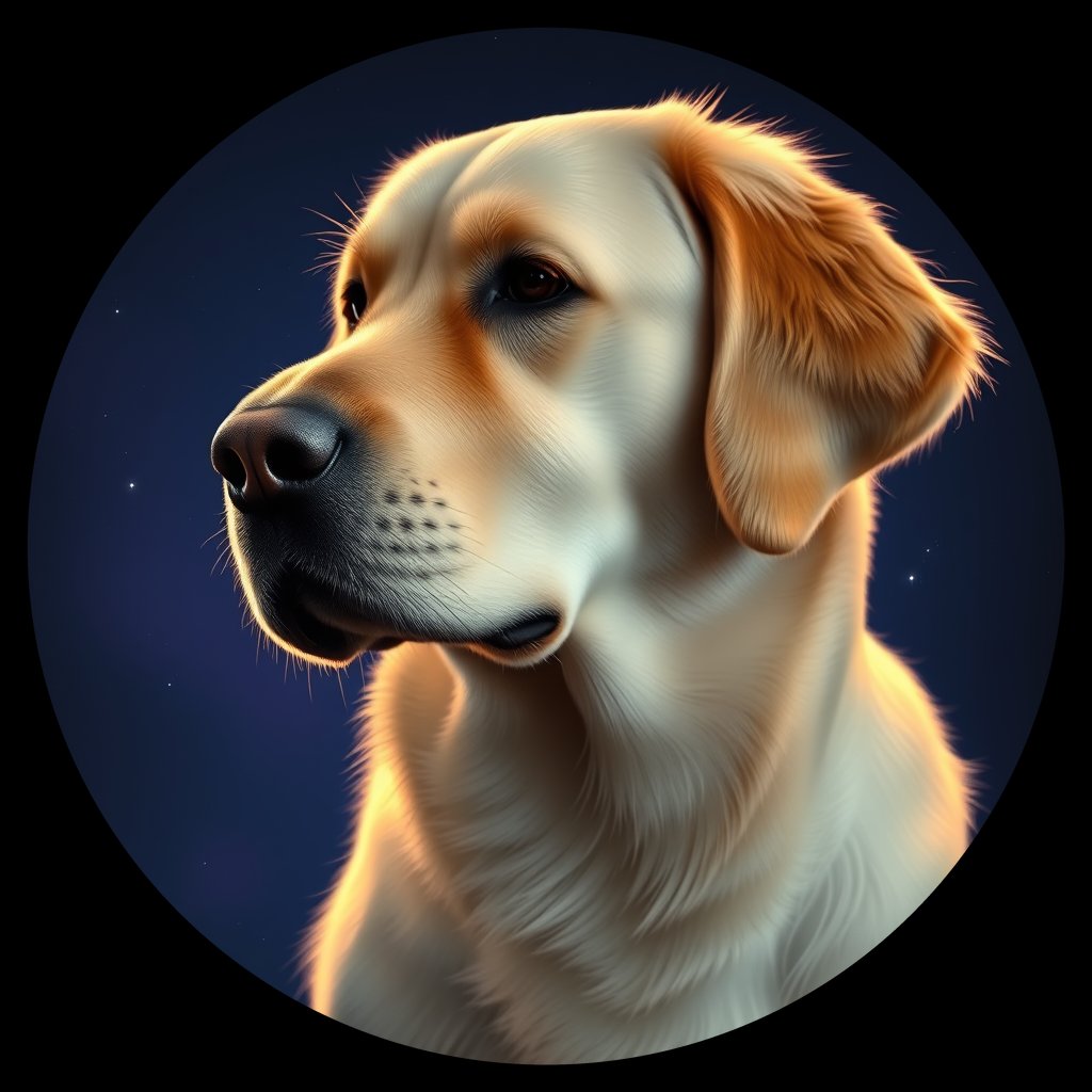 Cosmic medallion portrait of PFZ44H07_PFZ44H07, a Golden Retriever