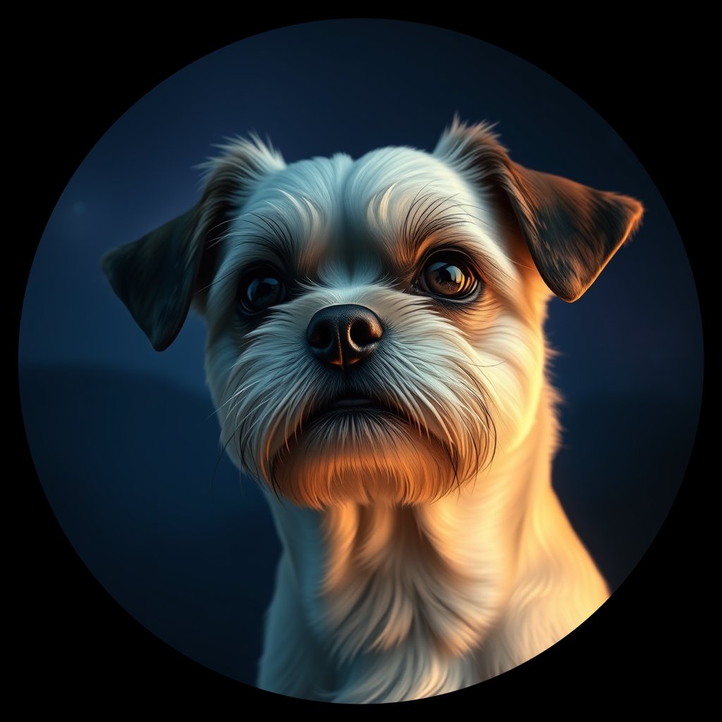 Cosmic medallion portrait of PFZ44H10_PFZ44H10, a Shih Tzu
