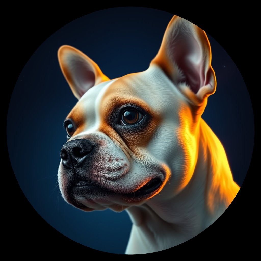 Cosmic medallion portrait of PFZ44H11_PFZ44H11, a Boston Terrier