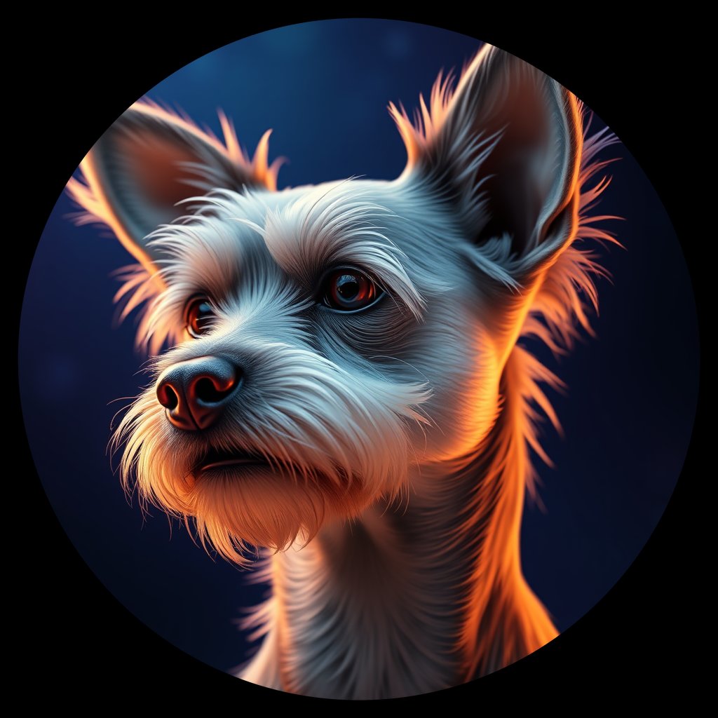 Cosmic medallion portrait of PFZ4A01_PFZ4A01, a Chinese Crested