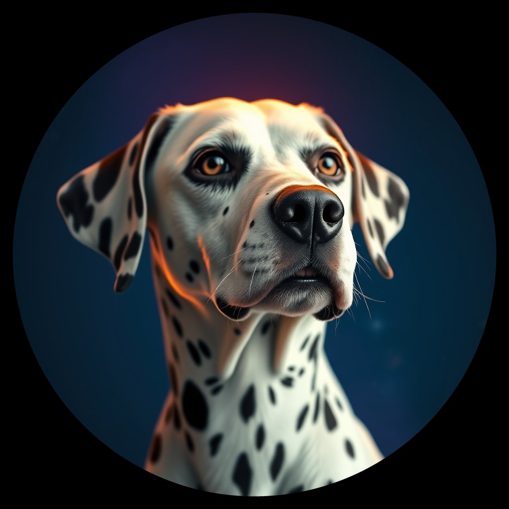 Cosmic medallion portrait of PFZ4A06_PFZ4A06, a Dalmatian