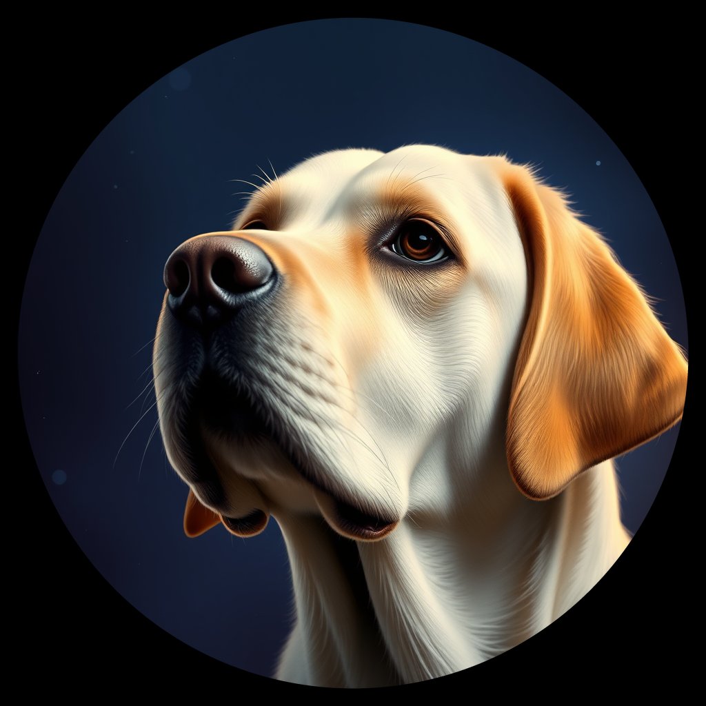Cosmic medallion portrait of PFZ4A07_PFZ4A07, a Labrador Retriever