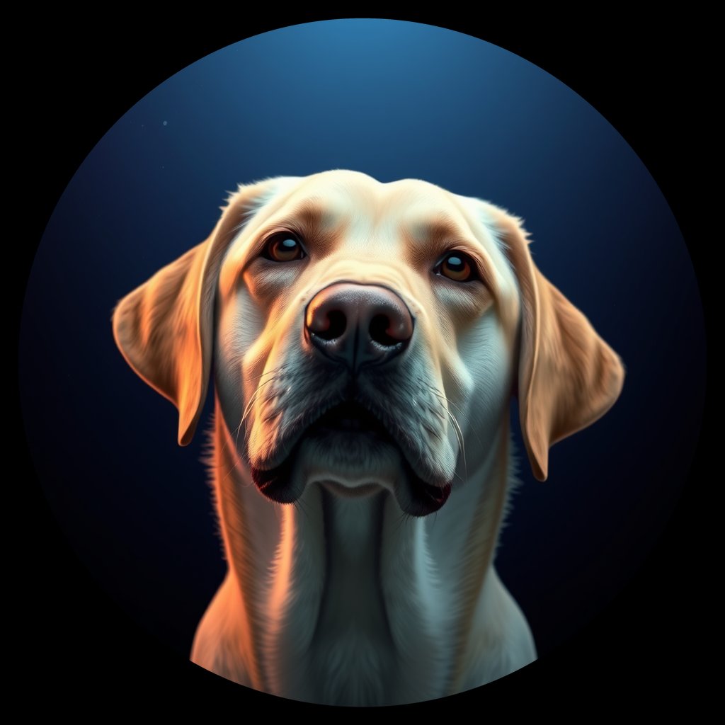 Cosmic medallion portrait of PFZ4A09_PFZ4A09, a Labrador Retriever