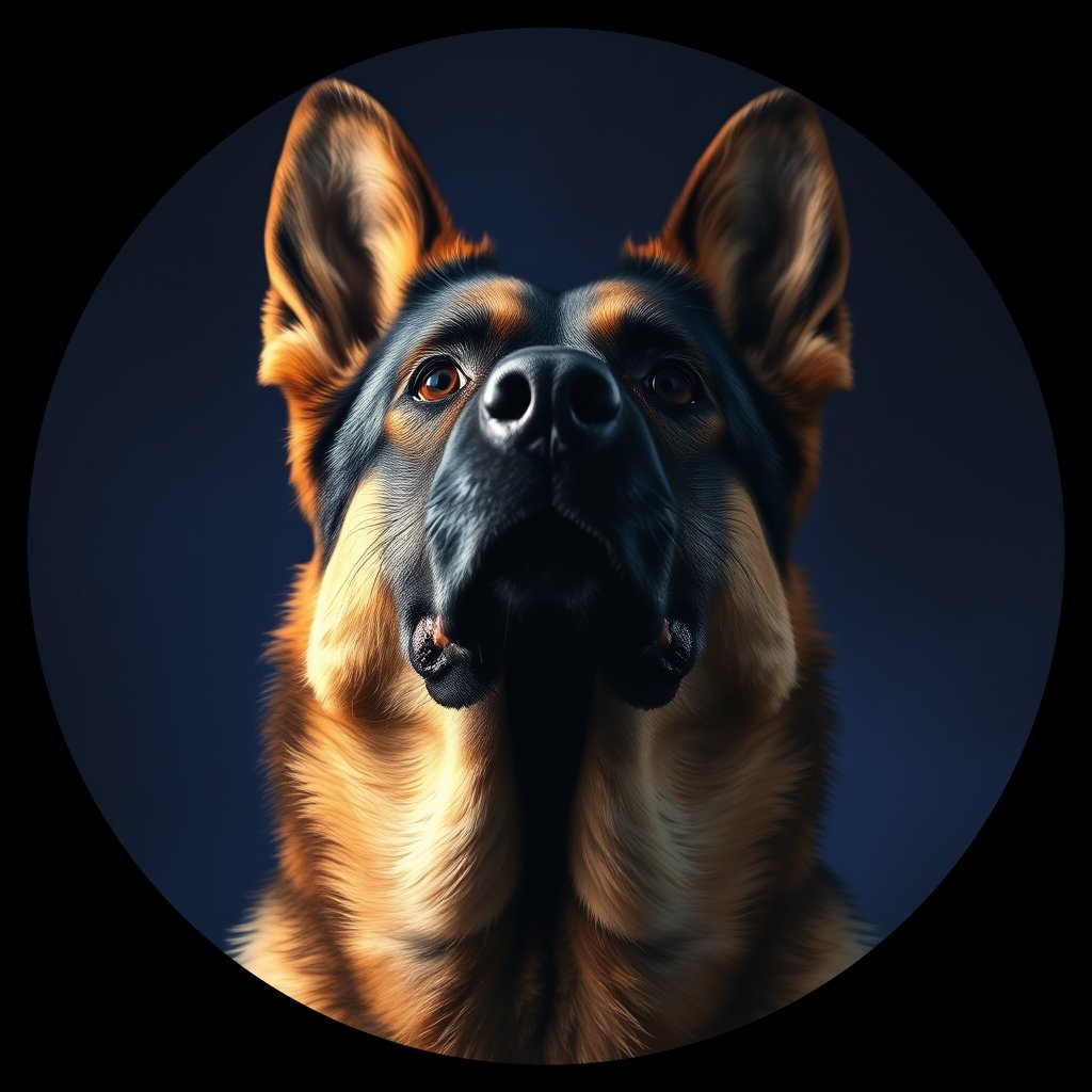 Cosmic medallion portrait of PFZ4A12_PFZ4A12, a German Shepherd