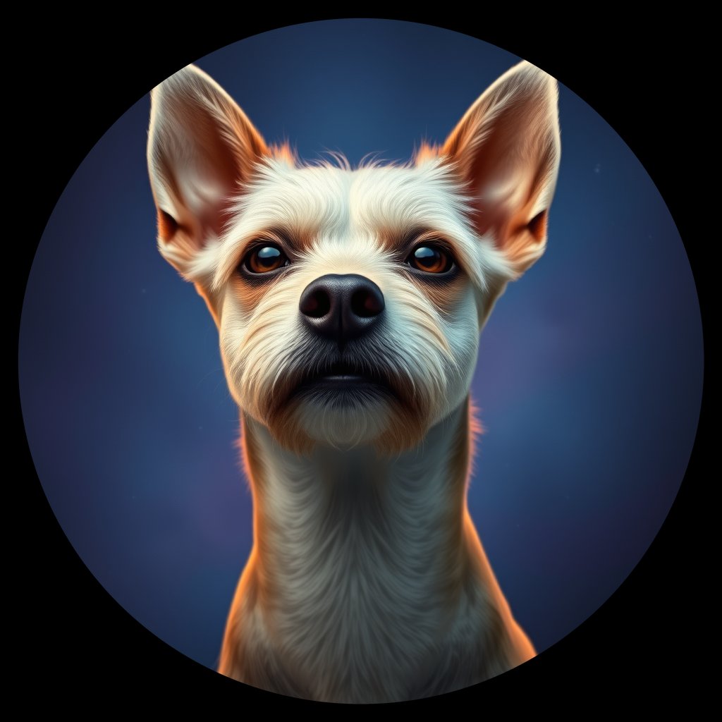Cosmic medallion portrait of PFZ4B01_PFZ4B01, a Chinese Crested