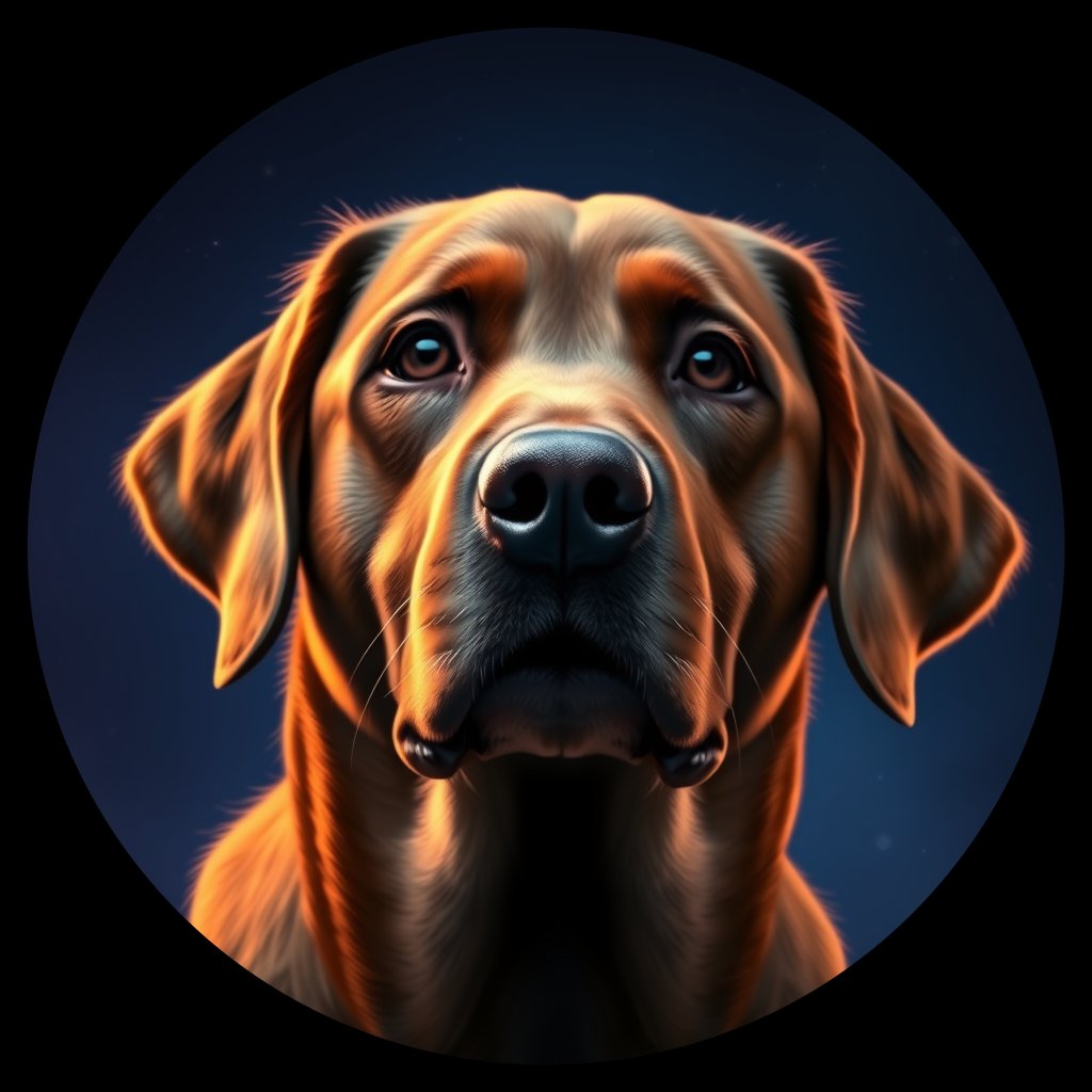 Cosmic medallion portrait of PFZ4B04_PFZ4B04, a Labrador Retriever