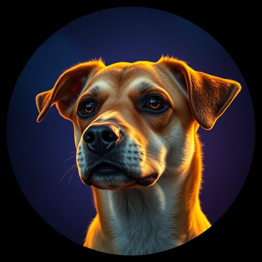 Cosmic medallion portrait of PFZ4B05_PFZ4B05, a Village Dog Indonesia Borneo
