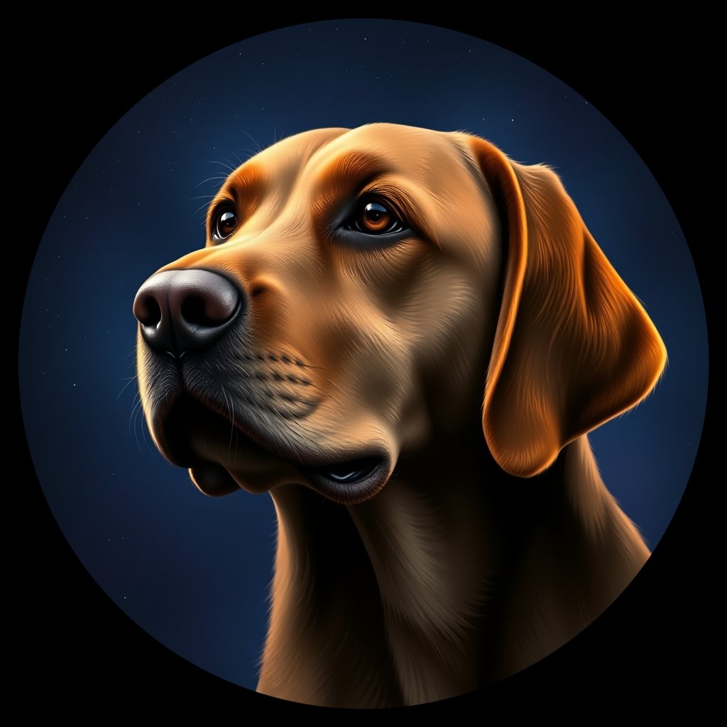 Cosmic medallion portrait of PFZ4B06_PFZ4B06, a Labrador Retriever