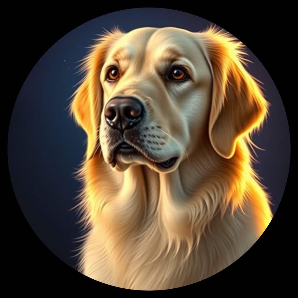 Cosmic medallion portrait of PFZ4B07_PFZ4B07, a Golden Retriever
