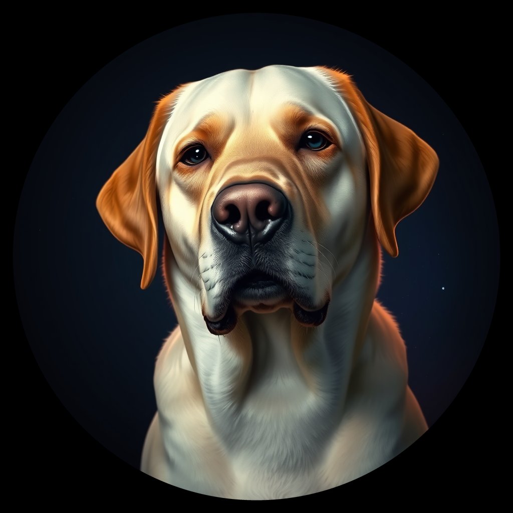 Cosmic medallion portrait of PFZ4B08_PFZ4B08, a Labrador Retriever