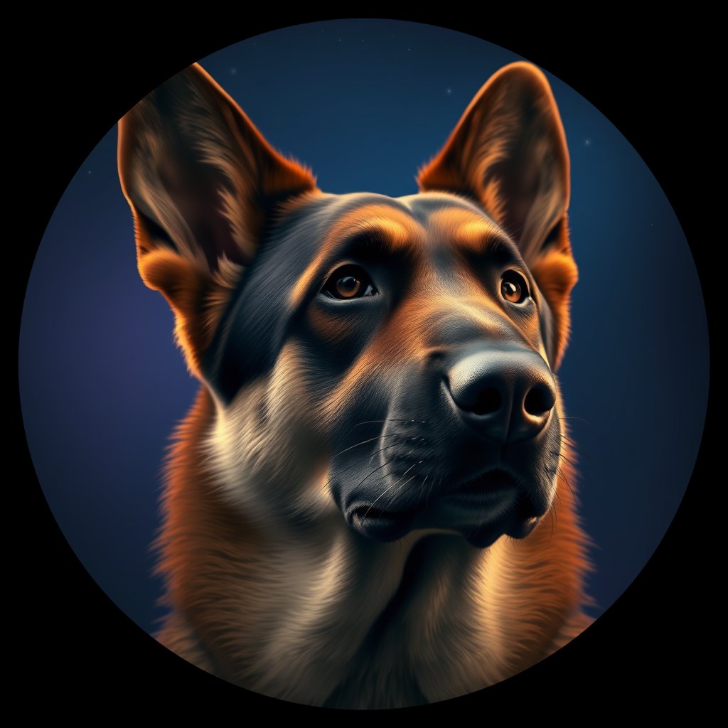 Cosmic medallion portrait of PFZ4B09_PFZ4B09, a German Shepherd