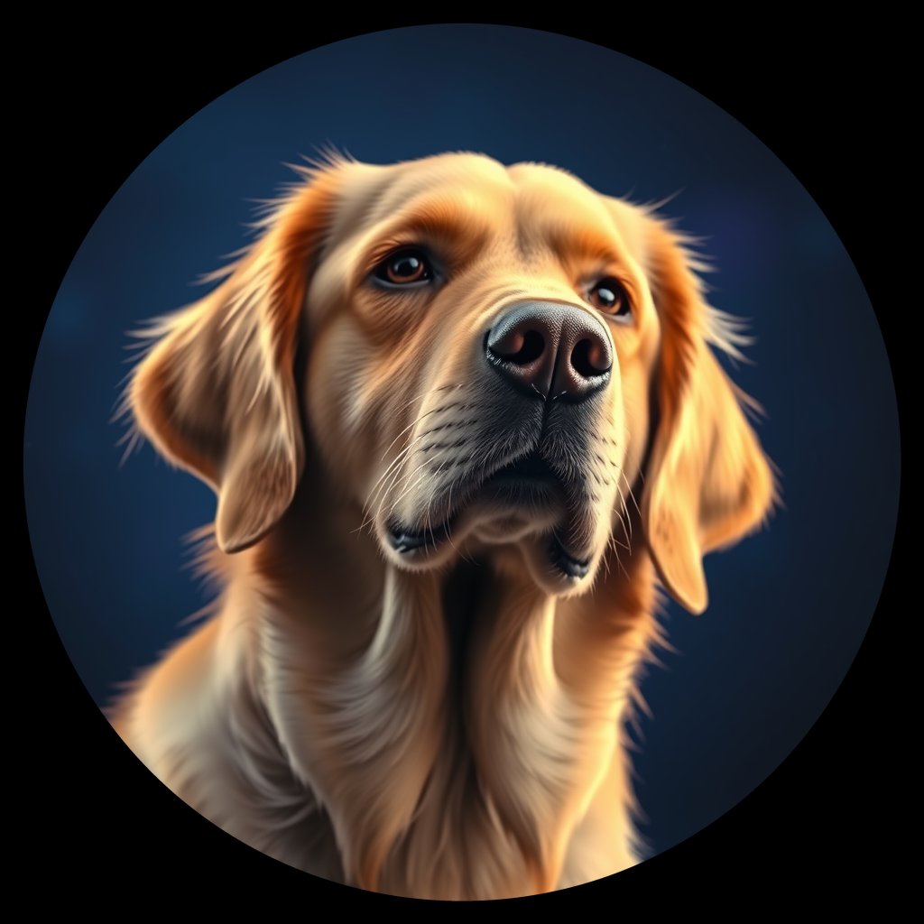 Cosmic medallion portrait of PFZ4B11_PFZ4B11, a Golden Retriever
