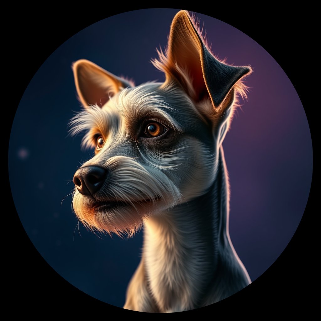Cosmic medallion portrait of PFZ4C01_PFZ4C01, a Chinese Crested