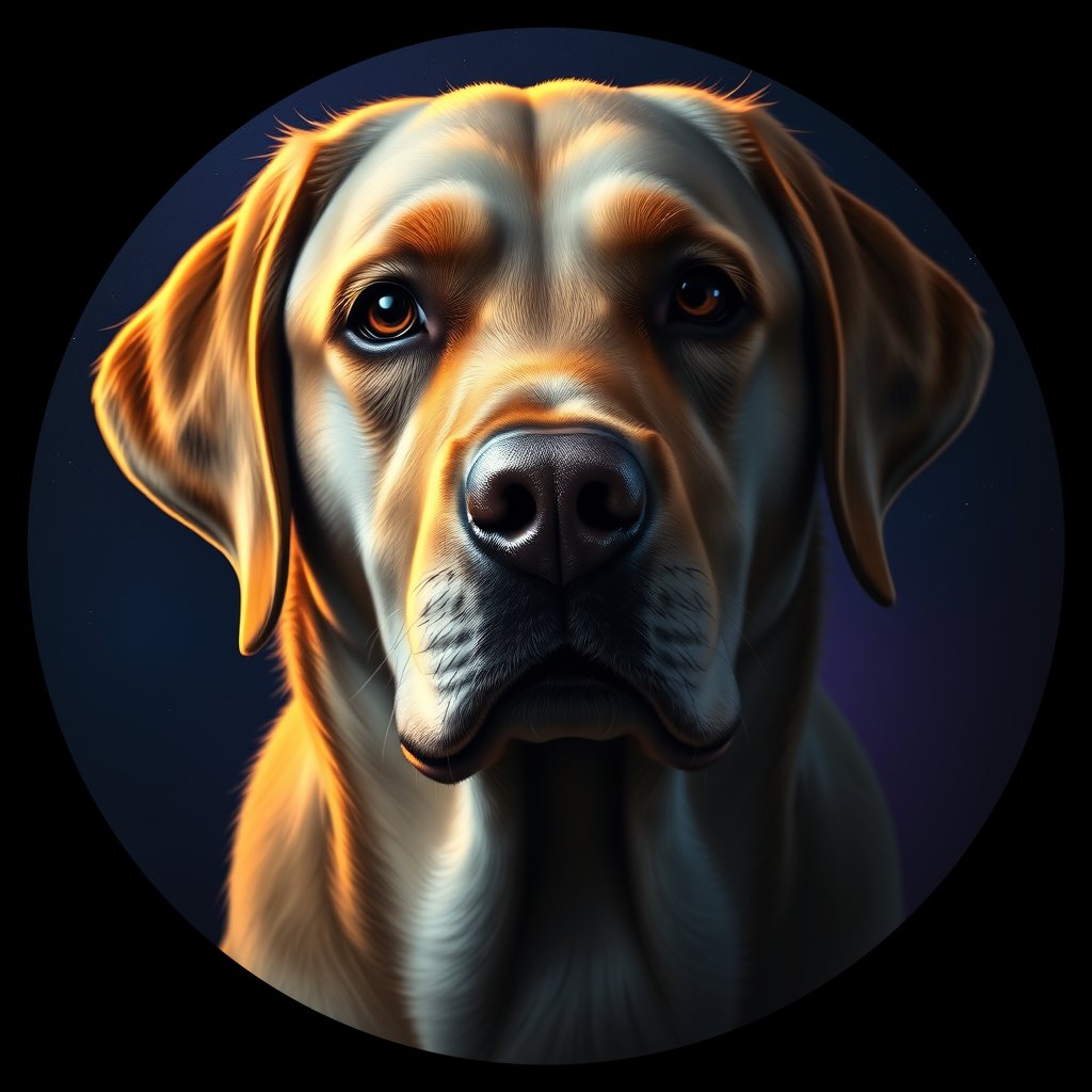 Cosmic medallion portrait of PFZ4C04_PFZ4C04, a Labrador Retriever