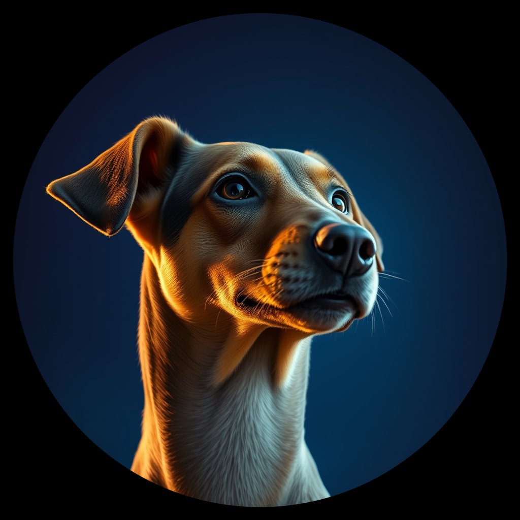 Cosmic medallion portrait of PFZ4C05_PFZ4C05, a Village Dog Namibia Northern