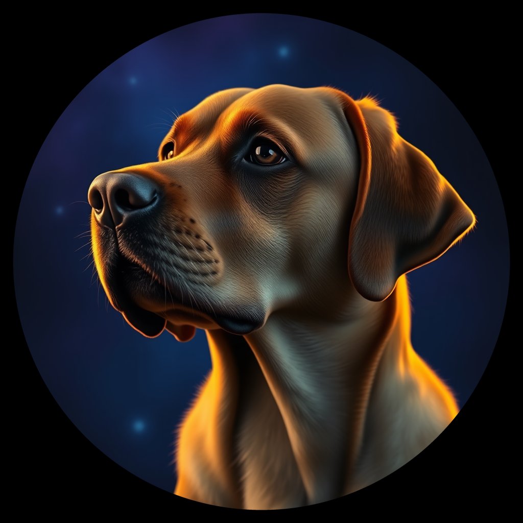 Cosmic medallion portrait of PFZ4C07_PFZ4C07, a Labrador Retriever