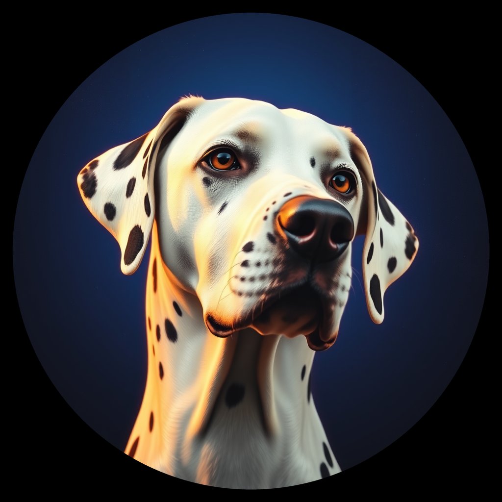 Cosmic medallion portrait of PFZ4C09_PFZ4C09, a Dalmatian