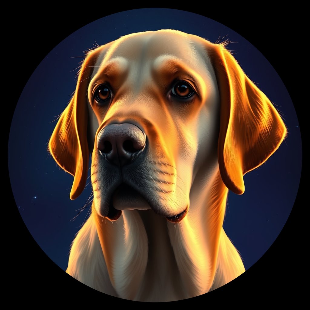 Cosmic medallion portrait of PFZ4C10_PFZ4C10, a Labrador Retriever