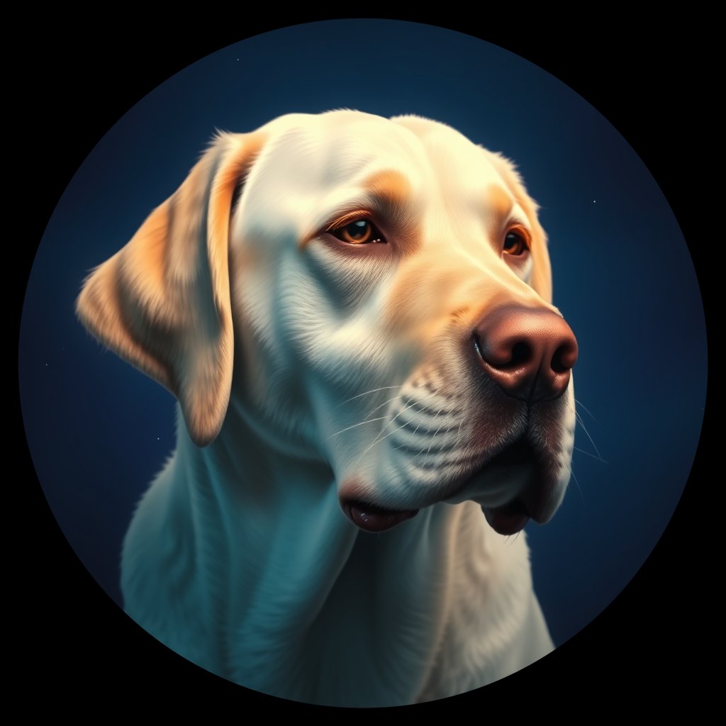 Cosmic medallion portrait of PFZ4C12_PFZ4C12, a Labrador Retriever