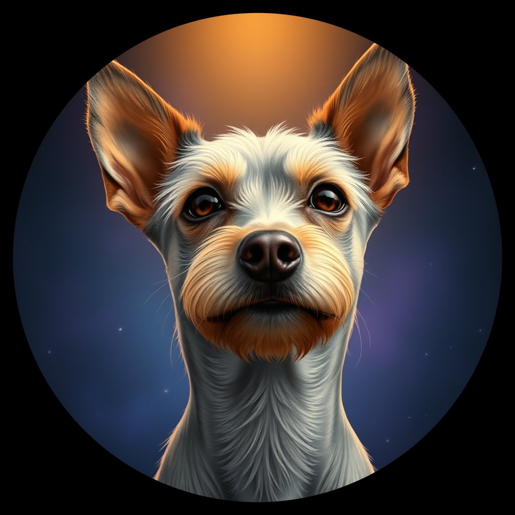 Cosmic medallion portrait of PFZ4D01_PFZ4D01, a Chinese Crested