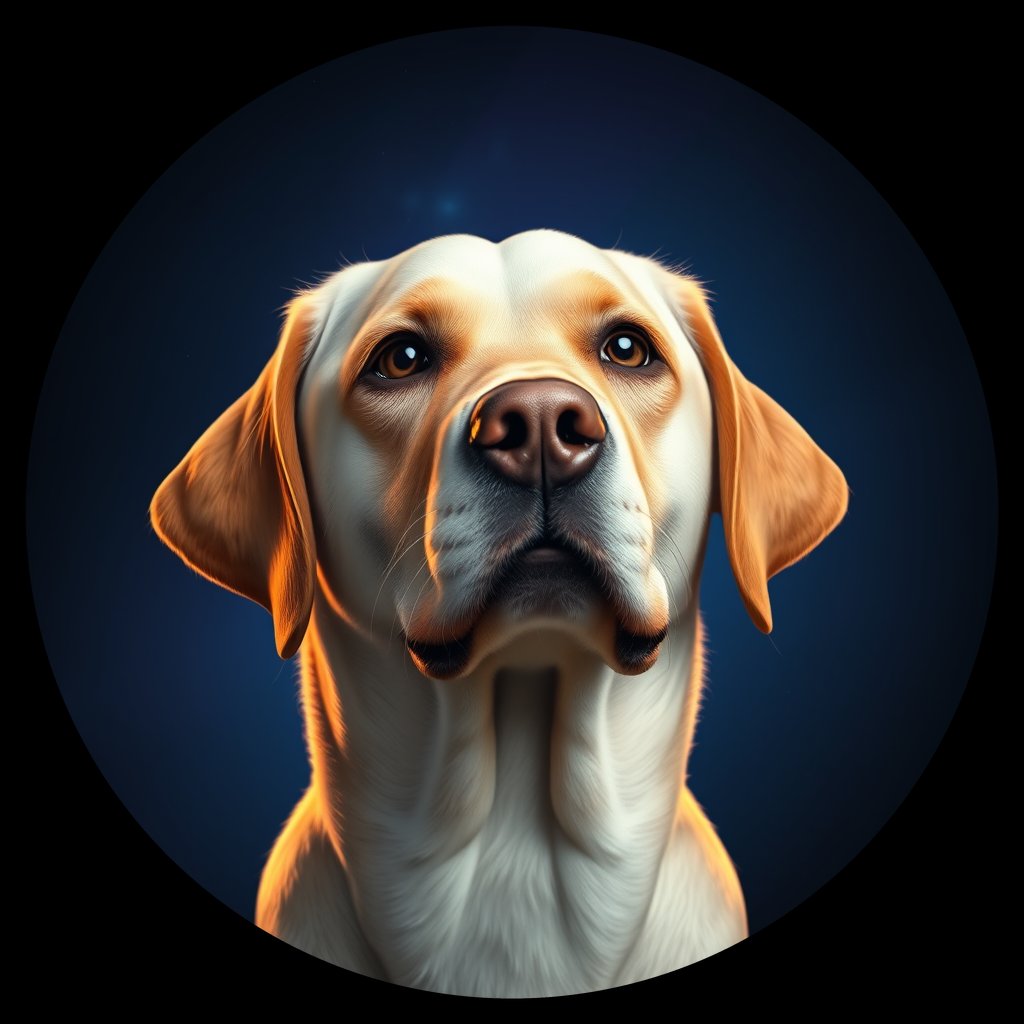 Cosmic medallion portrait of PFZ4D02_PFZ4D02, a Labrador Retriever