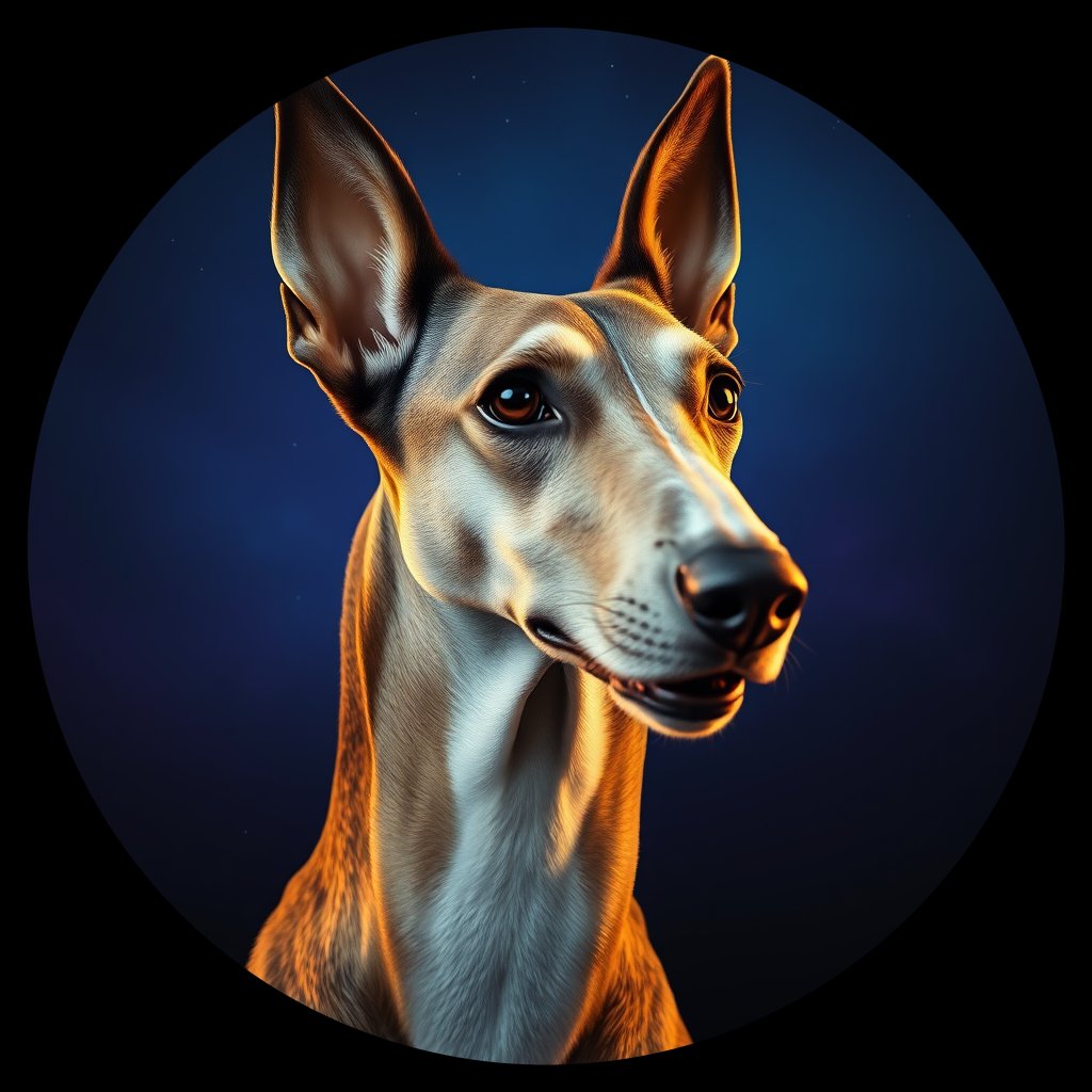 Cosmic medallion portrait of PFZ4D03_PFZ4D03, a Borzoi