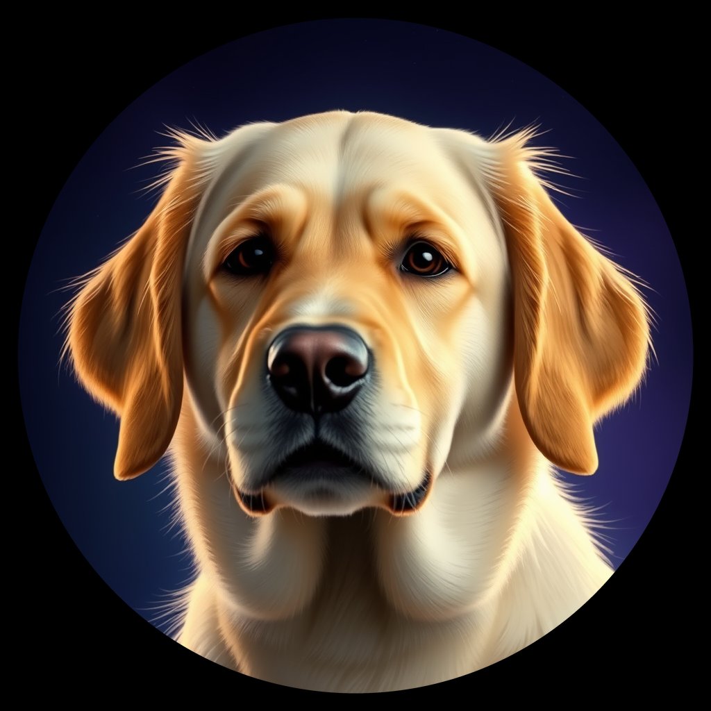 Cosmic medallion portrait of PFZ4D04_PFZ4D04, a Golden Retriever