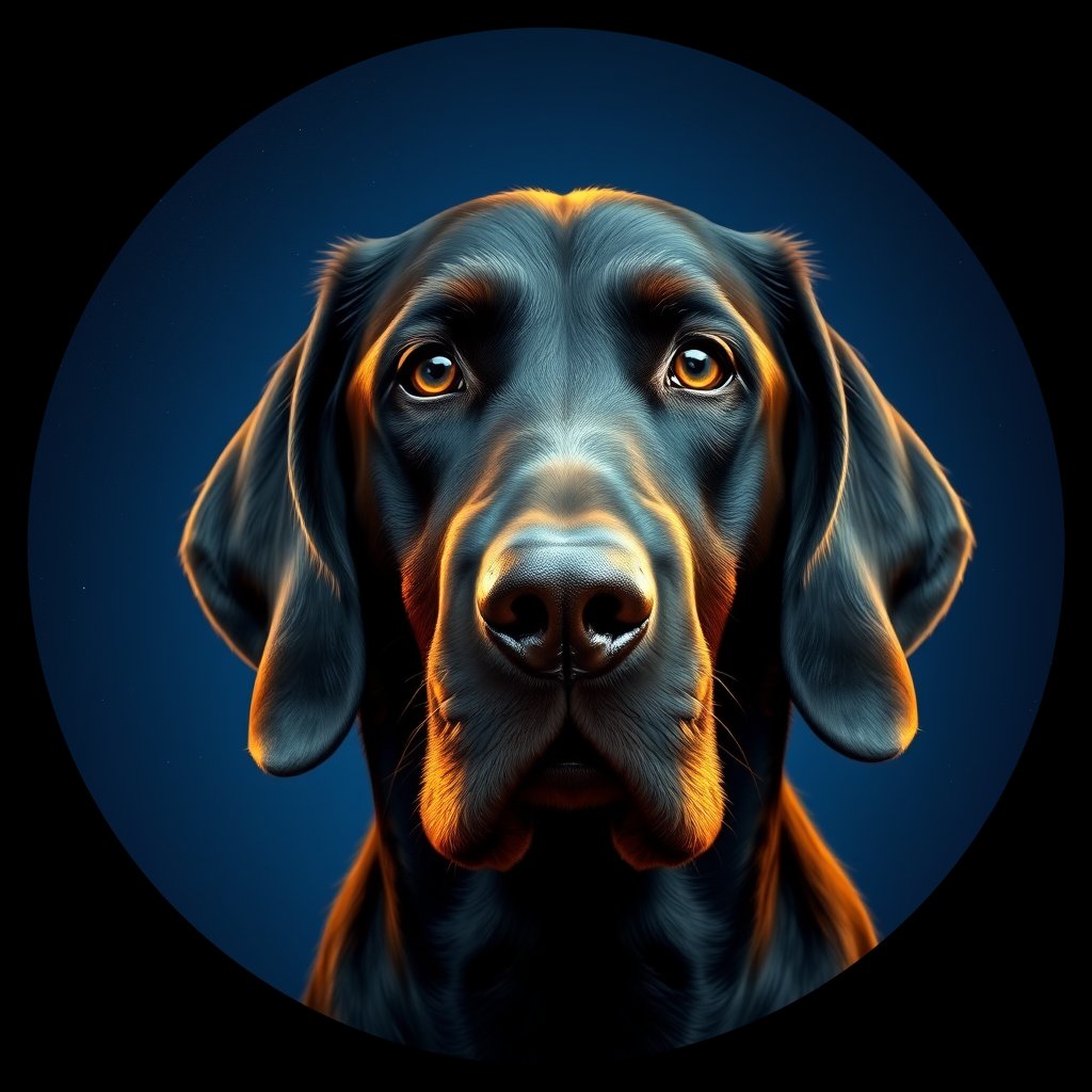 Cosmic medallion portrait of PFZ4D05_PFZ4D05, a Gordon Setter